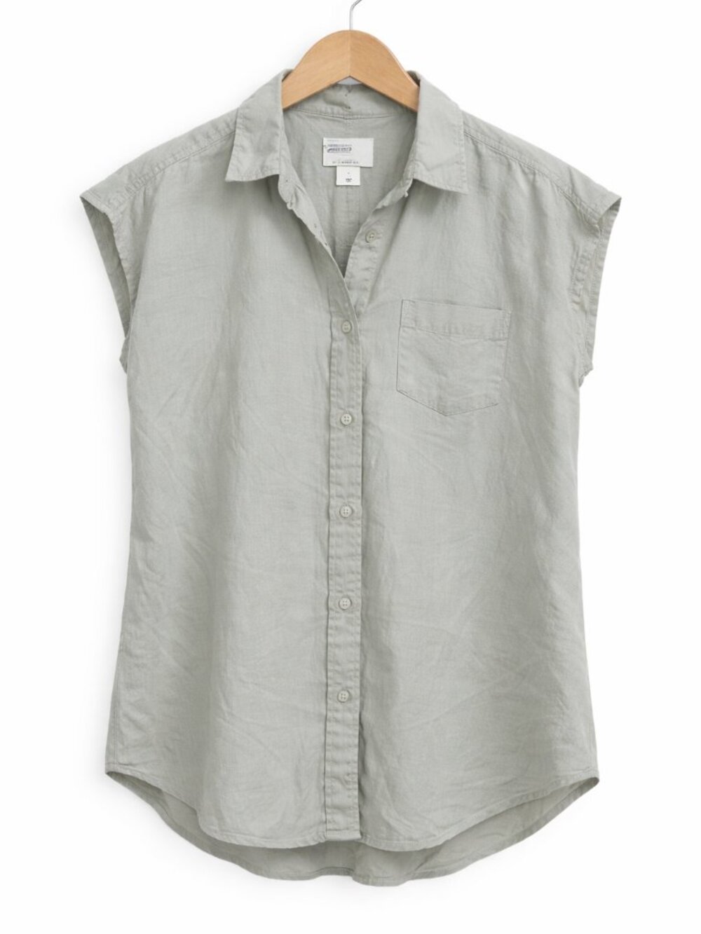 TILLEY | White & Green Striped Short Sleeve Button-Up Shirt – Women’s Large